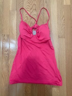 Women’s Pink Spaghetti-Strap Tank with Rhinestone Accent